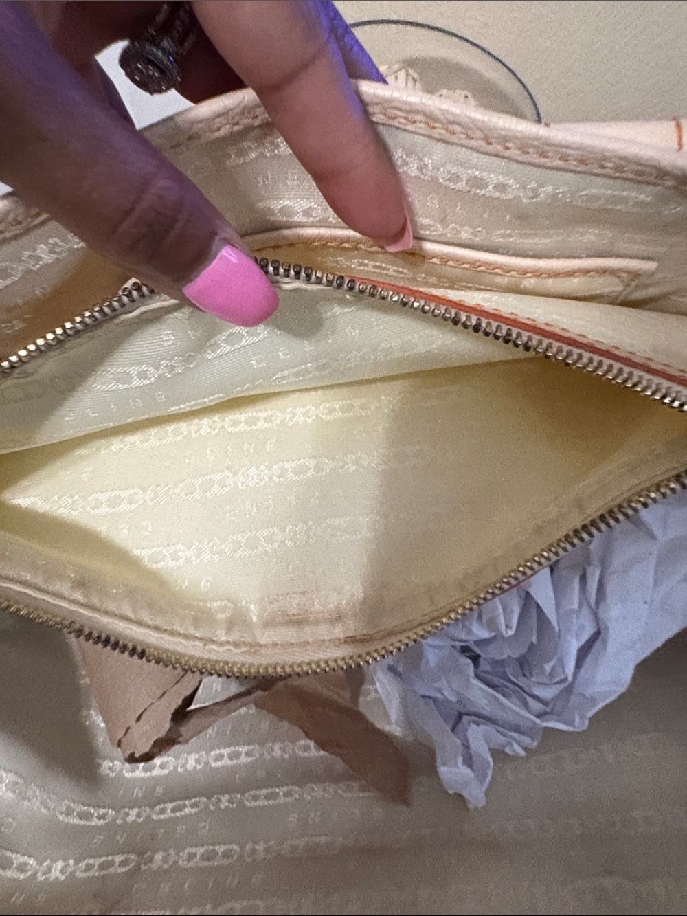 Celine Boogie Canvas Satchel - Orange & Cream Leather Trim with Tassels & Charm - Picture 16 of 16